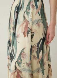 Chiffon Faltenrock Blattmuster Grün