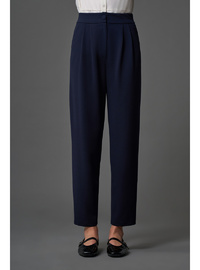 Basic Knit Crepe Trousers - Navy Blue