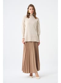Plissierter Krepprock Beige