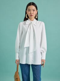 Blouse / Chemise à Nœud - Ecru
