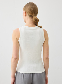 T-shirt Basique Femme Sans Manches Écru Refka