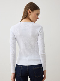 Baumwoll Rundhals Langarm T-Shirt