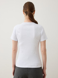 Baumwolle Kurzarm Basic T-Shirt Weiß Refka