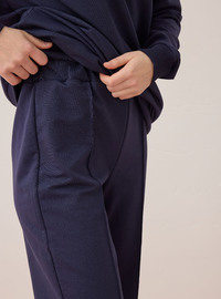 Ensemble De Sport Long Deux Pièces Col Rond Manches Raglan Marine