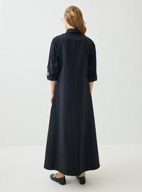 Hemdkragen Plissee Detail Modest Kleid Schwarz Benin