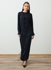 Patterned Tunic Skirt Set Black Refka
