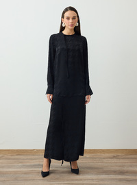 Patterned Tunic Skirt Set Black Refka