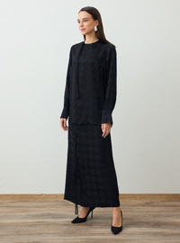 Patterned Tunic Skirt Set Black Refka