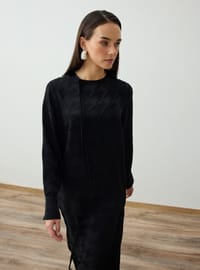 Patterned Tunic Skirt Set Black Refka