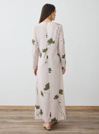 Grünes Blattmuster Modest Kleid Refka Exclusive
