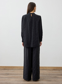 Modal Fabric Classic Tunic Pants Two-Piece Set Black Refka Exclusive
