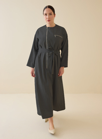 Reißverschluss Patte Detailliert Gürten Große Größen Kleid Schwarz Alia Exclusive
