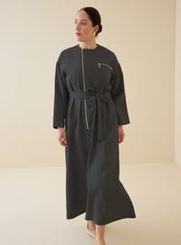 Reißverschluss Patte Detailliert Gürten Große Größen Kleid Schwarz Alia Exclusive