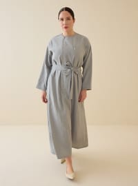 Reißverschluss Pat Detail Geknotet Große Größe Kleid Anthrazit Alia Exclusive