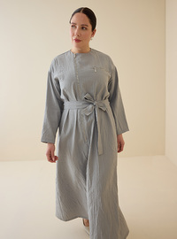 Reißverschluss Pat Detail Geknotet Große Größe Kleid Anthrazit Alia Exclusive