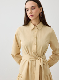Robe Modeste Beige Foncé Refka F2