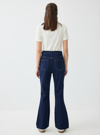 Likralı Yüksek Bel Denim Pantolon - Lacivert - Benin