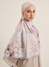 Crinkled Pink Abstract Floral Scarf Tuva