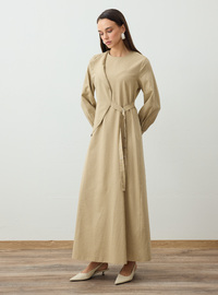 Robe Modeste Beige Foncé Refka