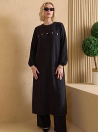 Black - Unlined - Crew neck - Suit