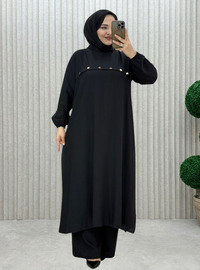 Black - Unlined - Crew neck - Suit