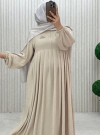 Gris - Col rond - Tissu non doublé - Robe
