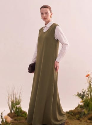 Khaki - Unlined - Modest Dress - MODANURSEDA