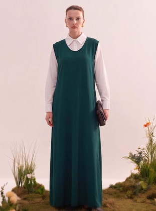 Dark Green - Unlined - Modest Dress - MODANURSEDA