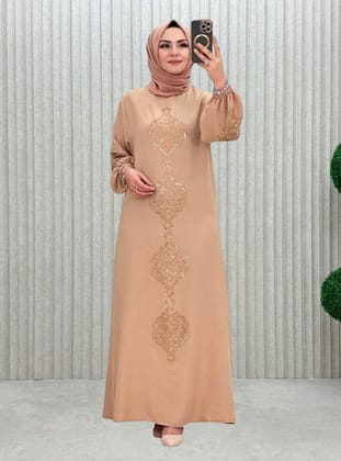 جملي - نسيج غير مبطن - فستان - MODANURSEDA