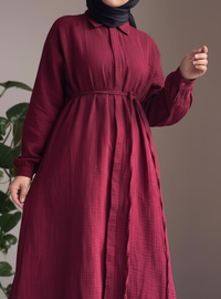 Bordeaux - Tissu non doublé - Collier cubain - Ensemble