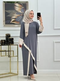 Anthracite - Crew neck - Unlined - Plus Size Suit