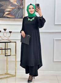 Black - Unlined - Crew neck - Suit