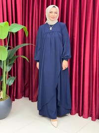Büzgülü Pantolon Takım - Lacivert