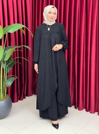 Büzgülü Pantolon Takım - Siyah