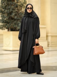 Büzgülü Pantolon Takım - Siyah