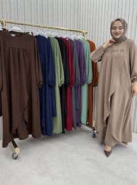 Büzgülü Pantolon Takım - Vizon