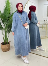 Bleu - Tissu non doublé - Robe