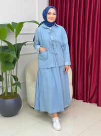 Bleu - Tissu non doublé - Collier cubain - Ensemble