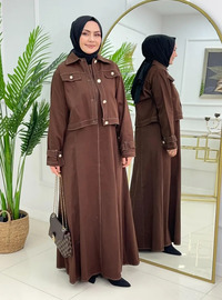 Marron - Collier cubain - Tissu non doublé - Robe