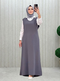 Anthrazit - Ohne Innenfutter - Hijab Kleid