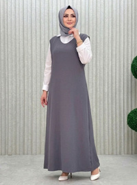 Anthrazit - Ohne Innenfutter - Hijab Kleid