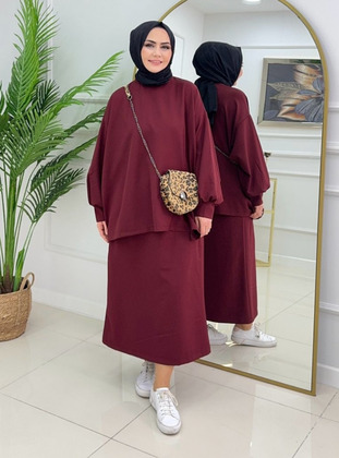 أحمر برغندي - نسيج غير مبطن - قبة مدورة - أطقمة - MODANURSEDA