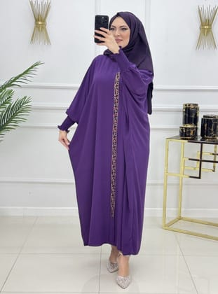 Purple - Unlined - Crew neck - Abaya - MODANURSEDA