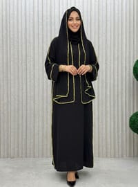 أسود - نسيج غير مبطن - عباية