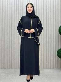 أسود - نسيج غير مبطن - عباية