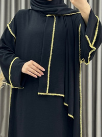 أسود - نسيج غير مبطن - عباية