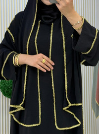 أسود - نسيج غير مبطن - عباية