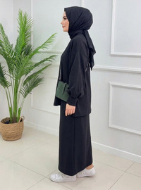 Black - Unlined - Crew neck - Suit