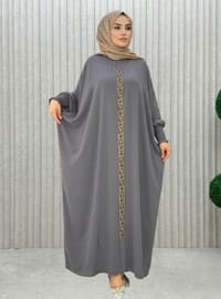 Anthracite - Unlined - Crew neck - Abaya