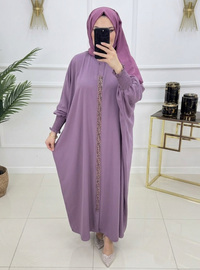 ليلكي - نسيج غير مبطن - قبة مدورة - عباية